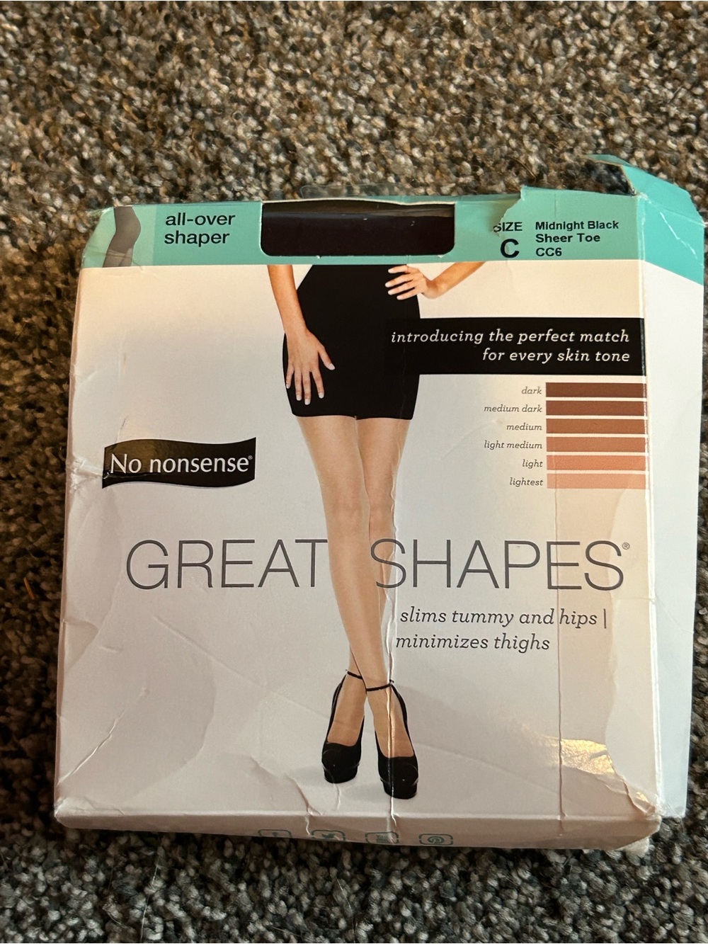 New No Nonsense Great Shapes All-Over Shaper Pantyhose - Size C Midnight Black